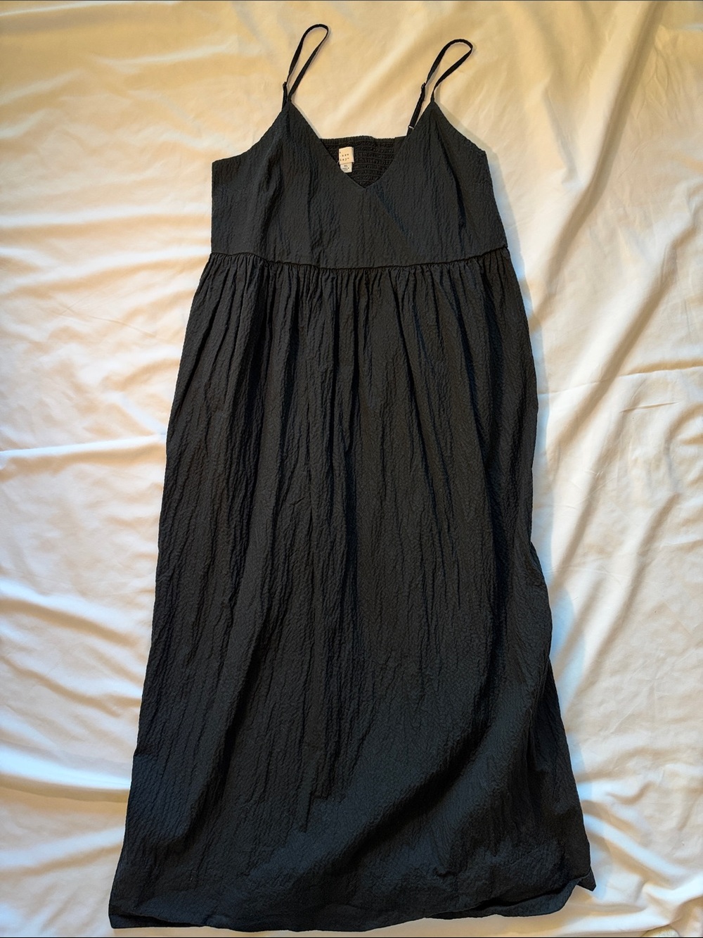 a new day Black Textured Maxi Dress with Spaghetti Straps